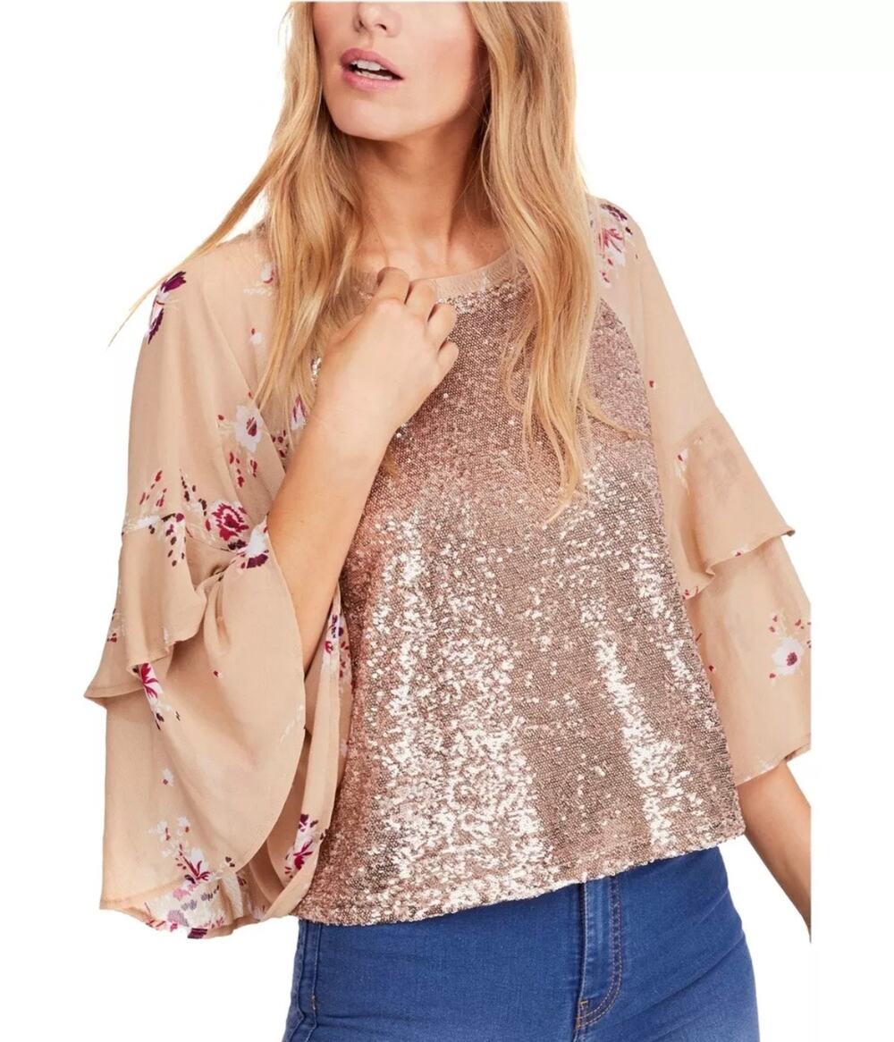 Free People Shimmy & Shake Sequin Blouse
